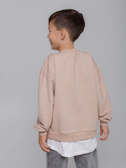 Свитшот Модный с имитацией, цвет Бежевый, 78%х/б,16%пэ,6%л - 5+ фото 3