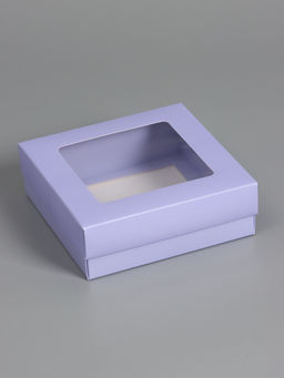 Цена за 5 шт. Коробка складная, крышка-дно,с окном, сиреневая, 15 х 15 х 5 см