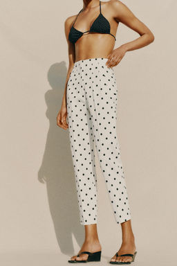 Брюки Zara Tiro Alto в горох бело-черные