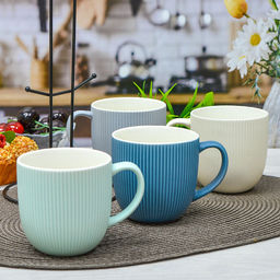 Набор кружек 4 шт 380мл керамика на мет.подставке арт. 202378