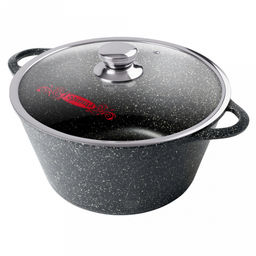 Кастрюля с антипригарным покрытием 5л, д26см "Гранит", h13см, s0,4см, литые ручки, стеклянная крышка с пароотводом, подарочная упаковка (Россия)