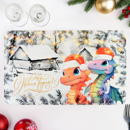 Салфетка новогодняя на стол С Новым Годом! 2024 год, символ года, дом