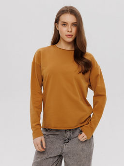 Женский лонгслив из футера 2-х нитки Lingeamo горчичный ВК-25 (58)