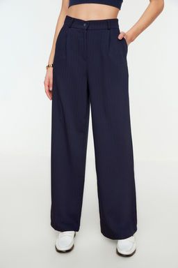 TRENDYOLMILLA Vizon Yuksek Bel Wide Leg/Genis Paca Cizgili Dokuma Pantolon TWOSS22PL0100  фото 4