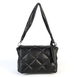 Женская дутая стеганая сумка через плечо из эко кожи 5701-0327 Блек - Cidirro фото 2