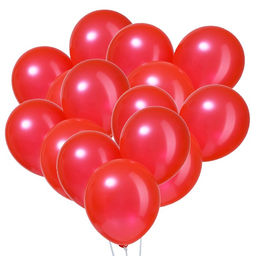 Цена за 2 шт. Шары воздушные латексные 12", металл, набор 12 шт., цвет красный