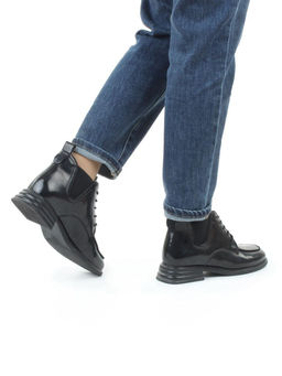 01-M43-22 BLACK Ботинки демисезонные женские (натуральная кожа, байка)