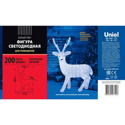 ULD-M6393-200/STA WHITE IP20 DEER-1 Фигура светодиодная Олень-1, 72*97см, 200 светодиодов. Белый свет. Провод прозрачный. TM Uniel