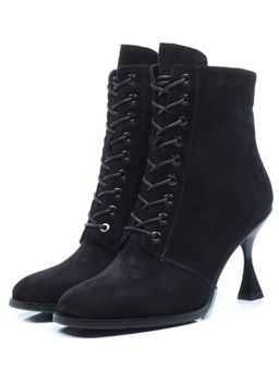 04-E29W-15B BLACK Ботильоны зимние женские (натуральная замша, натуральный мех)