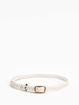 Ремень женский плетёный, 110×1.8 см, пряжка металл, золотистая, белый