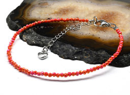 Браслет из циркона шарик граненый 2мм цвет оранжевый, 19см