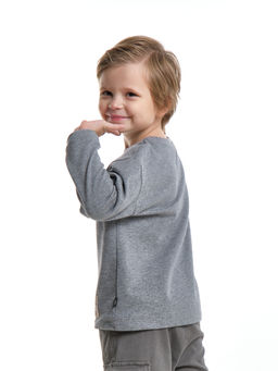 Толстовка для мальчика с шевроном 22-1124 темно-серый меланж - Mini maxi фото 2