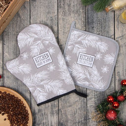 Набор кух. Этель Рождественские ветки: прихватка 19х19 см, варежка-прихватка 20х28 см, 100