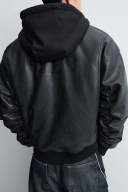 FAUX LEATHER JACKET WITH CONTRAST HOOD - Zara фото 6