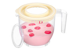 Ёмкость для миксера (блендера) 2,2 л 22,5*17*16 см с крышкой, прозрачная/кремовая (459)