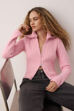 Wardrobe Essentials Koyu Gri Yun Kar?s?ml? Sakal/Tuylu Iplik Fermuarl? Triko H?rka | TWOAW26HI00149 - Trendyolmilla фото 8