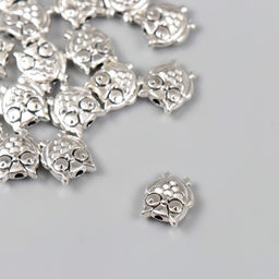 Цена за 20 шт. Бусина для творчества металл «Совушка», серебро 1.1×0.9 см