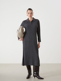 G?mlek Yaka Kad?n Triko Elbise