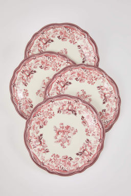 4lu Vintage Cicek Desenli Porselen Tatl? Tabag? Seti -K?rm?z? TPHAW26TBK00067 - Trendyolmilla фото 2