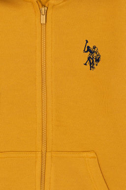 Erkek _ocuk Hardal Basic Kap__onlu Sweatshirt