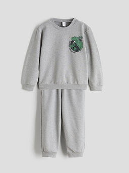 Bask?l? Erkek ?ocuk Sweatshirt ve E?ofman Alt?