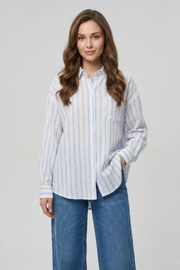 K13603 Рубашка OVER SIZE (хлопок) ГОЛУБОЙ