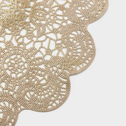 Салфетки сервировочные на стол Доляна Лидия, d=38 см, 4 шт., золотые  фото 4