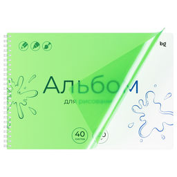 Альбом для рисования BG А4 40л. на спирали, 120г/м2 "UniTone. Green" (АР4гр40_пл 06073) пластиковая обложка