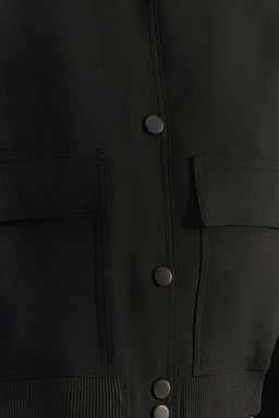 Siyah Premium Bomber Crop Dokuma Ceket TWOAW24CE00047 - Trendyolmilla фото 7