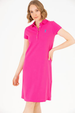 U. S. Polo Assn Женское трикотажное платье цвета фуксии с воротником-поло - U.s. polo assn фото 17