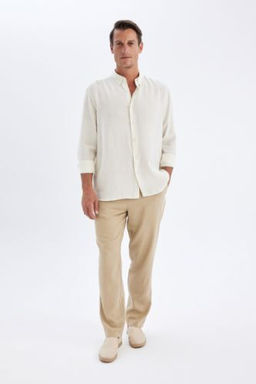 Yazl?k Keten Kar?s?ml? Jogger Pantolon Relax Fit Rahat Kesim Dar Paca Cepli