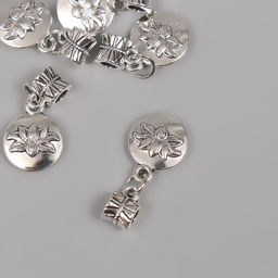 Цена за 5 шт. Бейл с подвеской металл для творчества «Лотос», серебро, 2.7×1.4 см