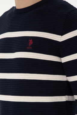 Erkek Slim Fit Bisiklet Yaka Lacivert Kazak