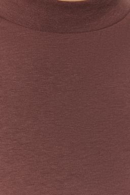 Kahverengi-Bej 2li Paket %100 Pamuk Basic Dik Yaka Orme T-Shirt TWOSS20TS1500