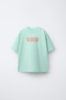 CAMISETA ESTAMPADA MENSAJE / Verde claro