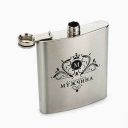 Фляжка Мужчина, 460 мл, серебристая