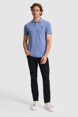 Erkek Slim Fit Polo Yaka _ndigo Basic Ti__rt