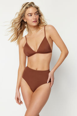 Kahverengi Yuksek Bel Hipster Basic Bikini Alt? TBESS21BA0057