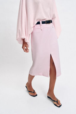 FALDA MIDI TUBO CINTUR?N / Rosa - Zara фото 2