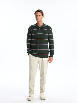 Polo Yaka Uzun Kollu ?izgili Erkek Sweatshirt - Waikiki фото 2