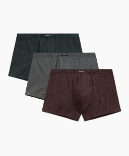 ATLANTIC 3MH-218 Трусы шорты Small Print - набор 3 шт. изумрудный + темно-серый меланж + баклажан