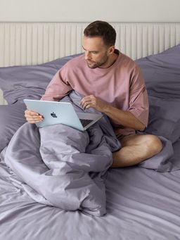 Постельное белье Моноспейс 2сп Max + 4 наволочки, темно-серый