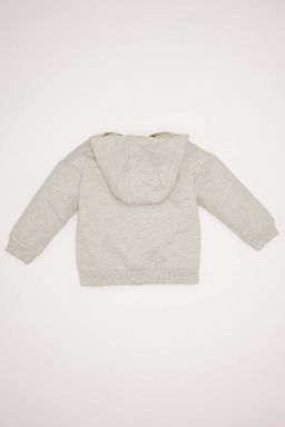 Базовый простой свитшот на молнии с капюшоном для маленьких девочек - Defacto фото 3