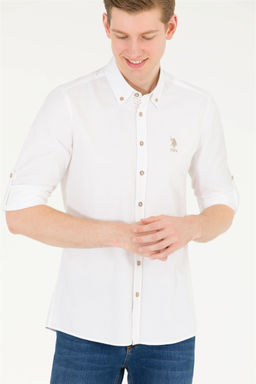 U. S. Polo Assn / Мужская белая рубашка с длинным рукавом - U.s. polo assn фото 9