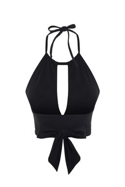 Siyah Halter Yaka Cut Out/Pencereli Bikini Ustu TBESS23BU00267