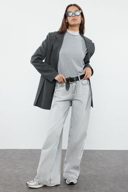 TRENDYOLMILLA Gri Yuksek Bel Ekstra Wide Leg Palazzo Jeans TWOAW25JE00102 фото 2