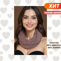 44452/2 ЖЕНСКИЙ ШАРФ ТРИКОТАЖНЫЙ