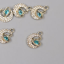 Цена за 5 шт. Декор для творчества металл, стразы «Космический месяц», золото, 1.8×1.4×0.5 см