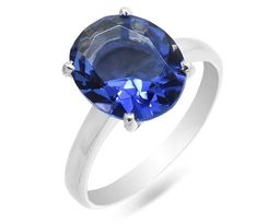 Кольцо из серебра танзанит выращ., Ю-100М43