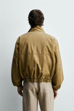 CAZADORA LAVADA CROPPED FIT / Tostado - Zara фото 3